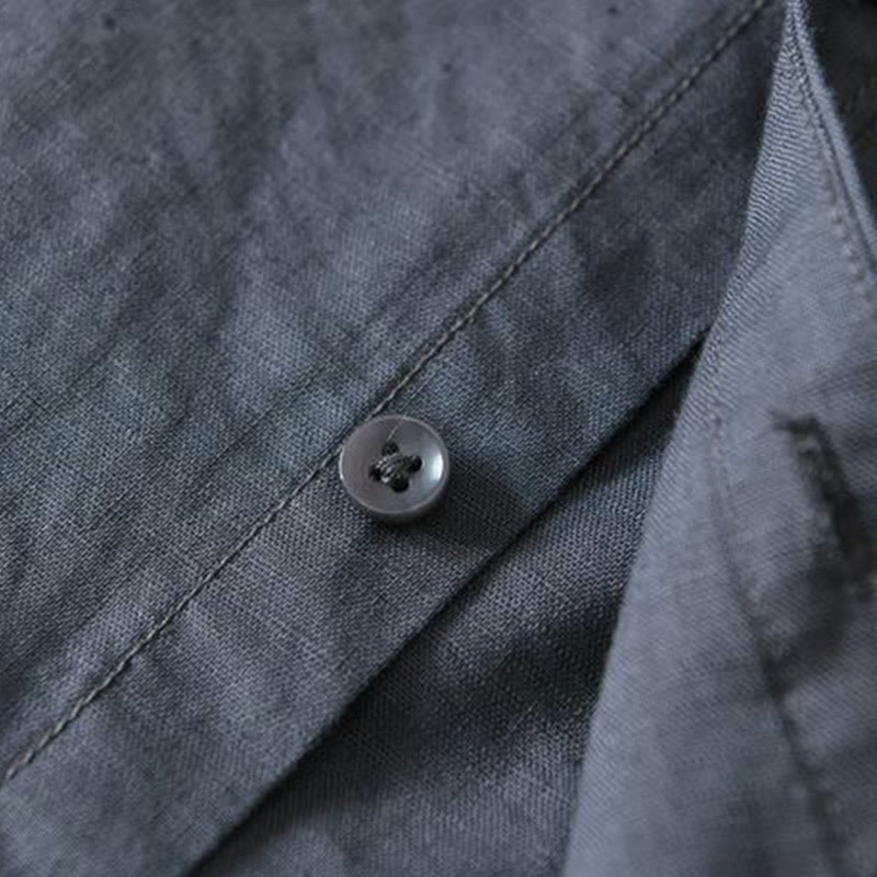 Simple Style Short Sleeve Cotton Linen Shirt for Men - gallery
