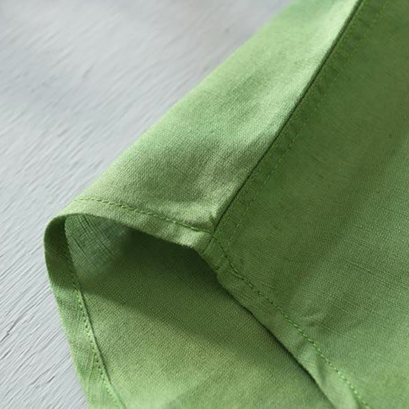 Simple Style Short Sleeve Cotton Linen Shirt for Men - gallery