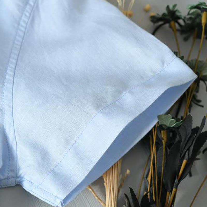 Simple Style Short Sleeve Cotton Linen Shirt for Men - gallery