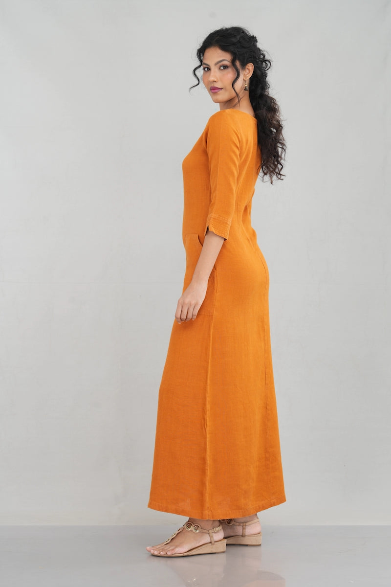 Timeless Long Sleeve Linen Maxi Dress for Women - gallery
