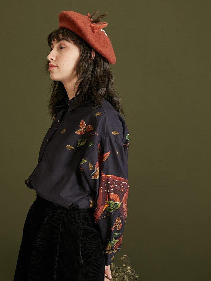 Enchanted Forest Deer Embroidered Blouse for Women - gallery