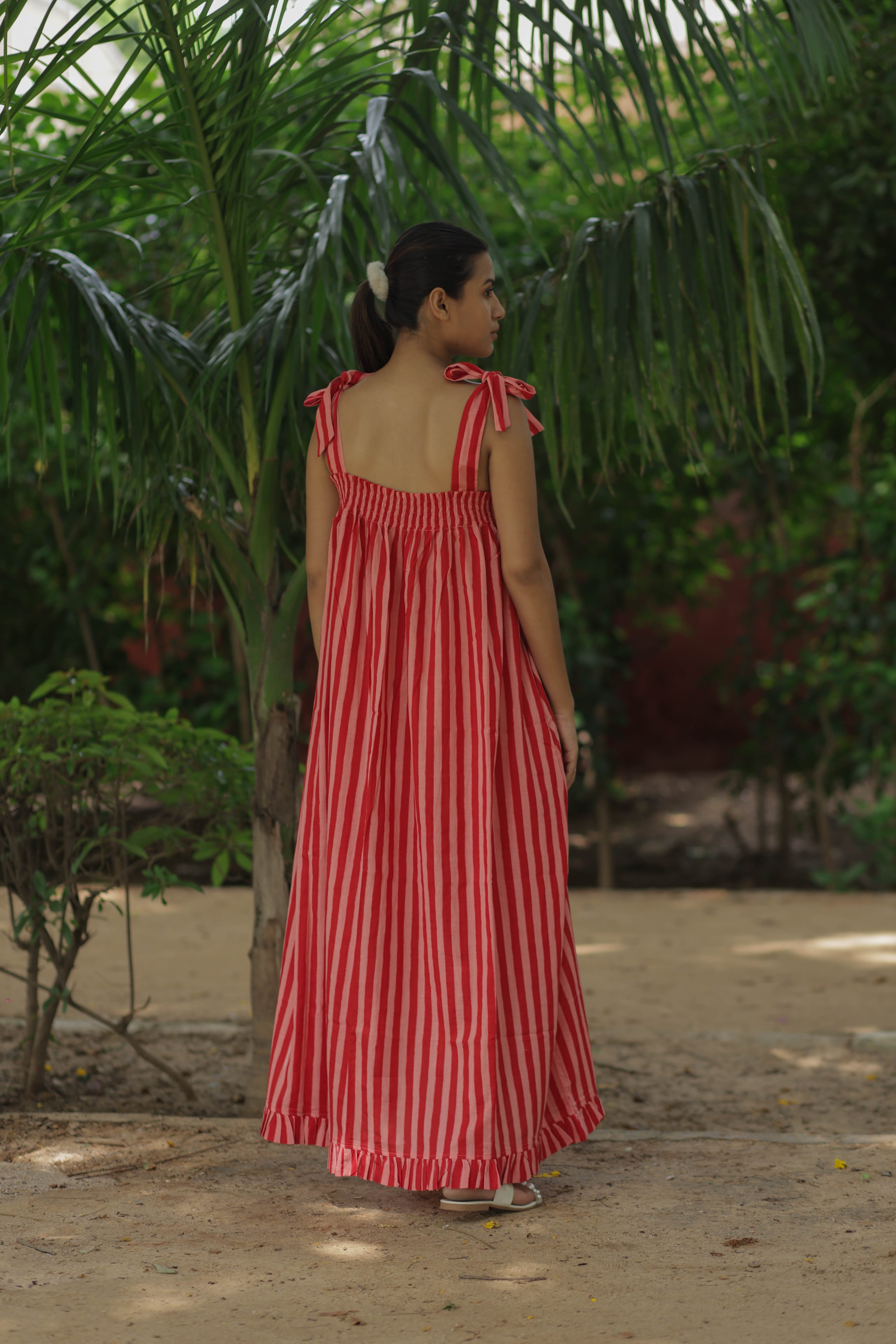 Hand Block Print Cotton Halter Dress with Pockets for Women - gallery