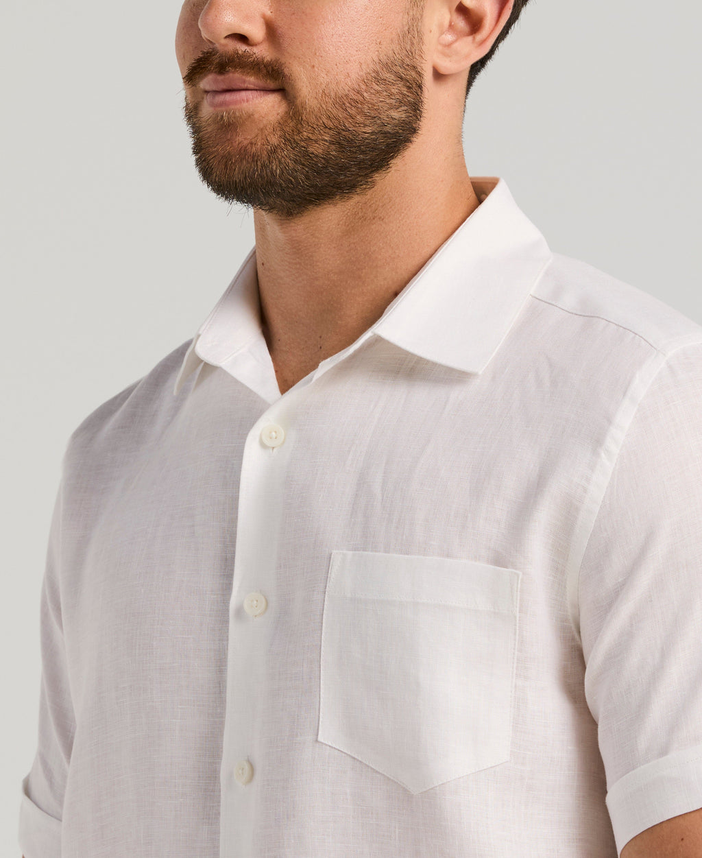Classic Solid Pure Linen Short Sleeve Shirt for Men - gallery