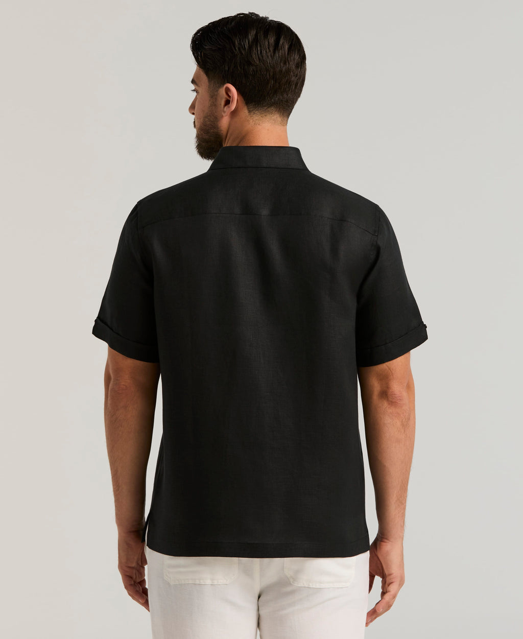 Classic Solid Pure Linen Short Sleeve Shirt for Men - gallery