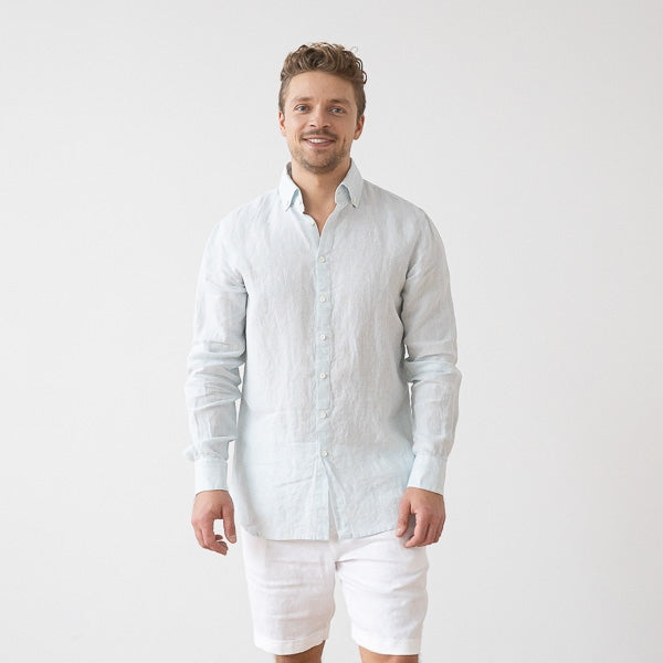 Paul Sky Blue Pinstripe Linen Shirt for Men