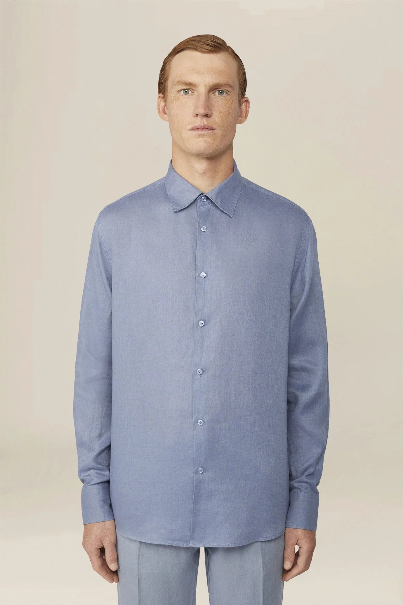 Classic Collar Pure Linen Shirt — Multi-Colour for Men