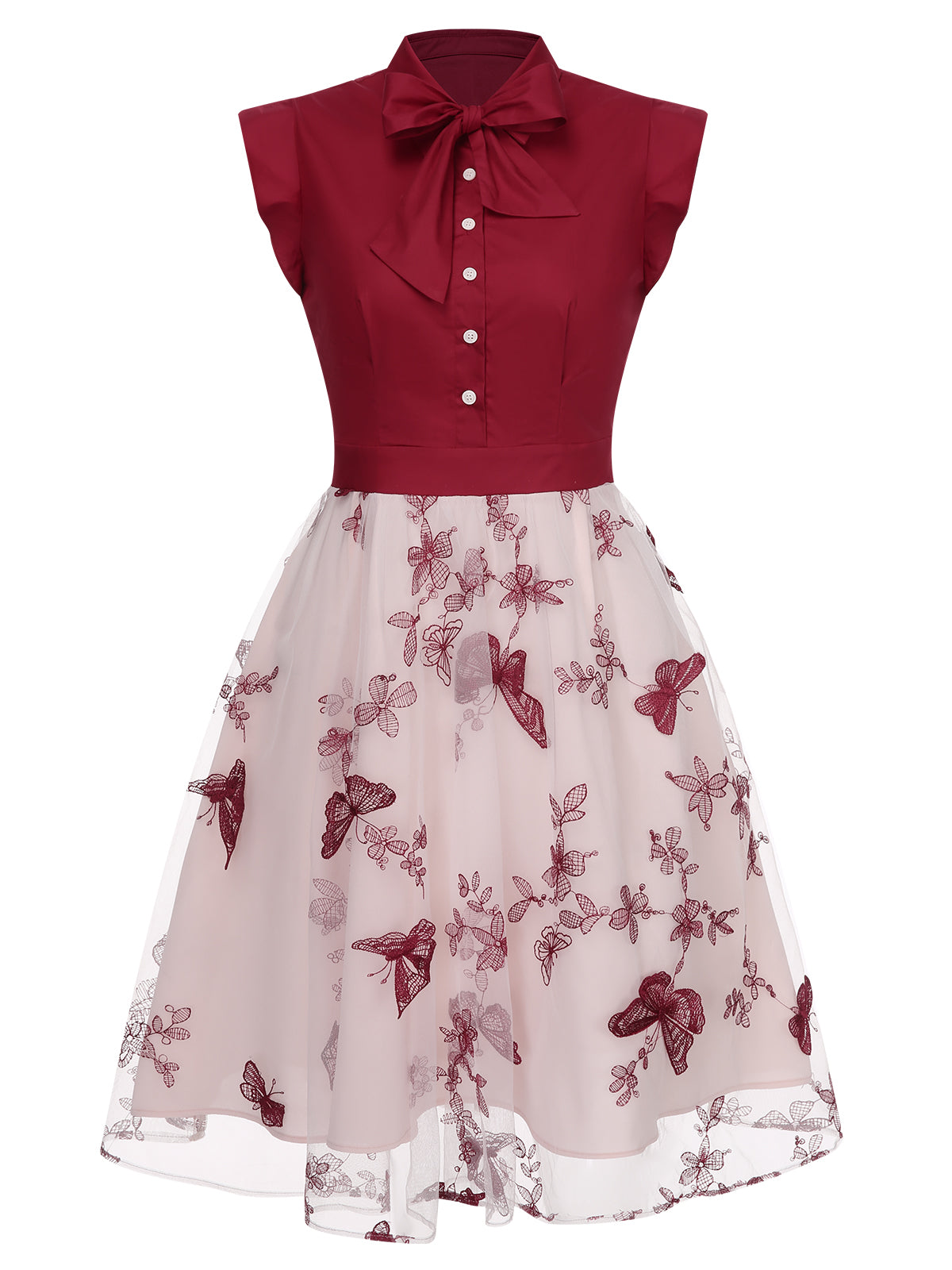 Black Butterfly Patchwork Vintage Dress for Women - gallery