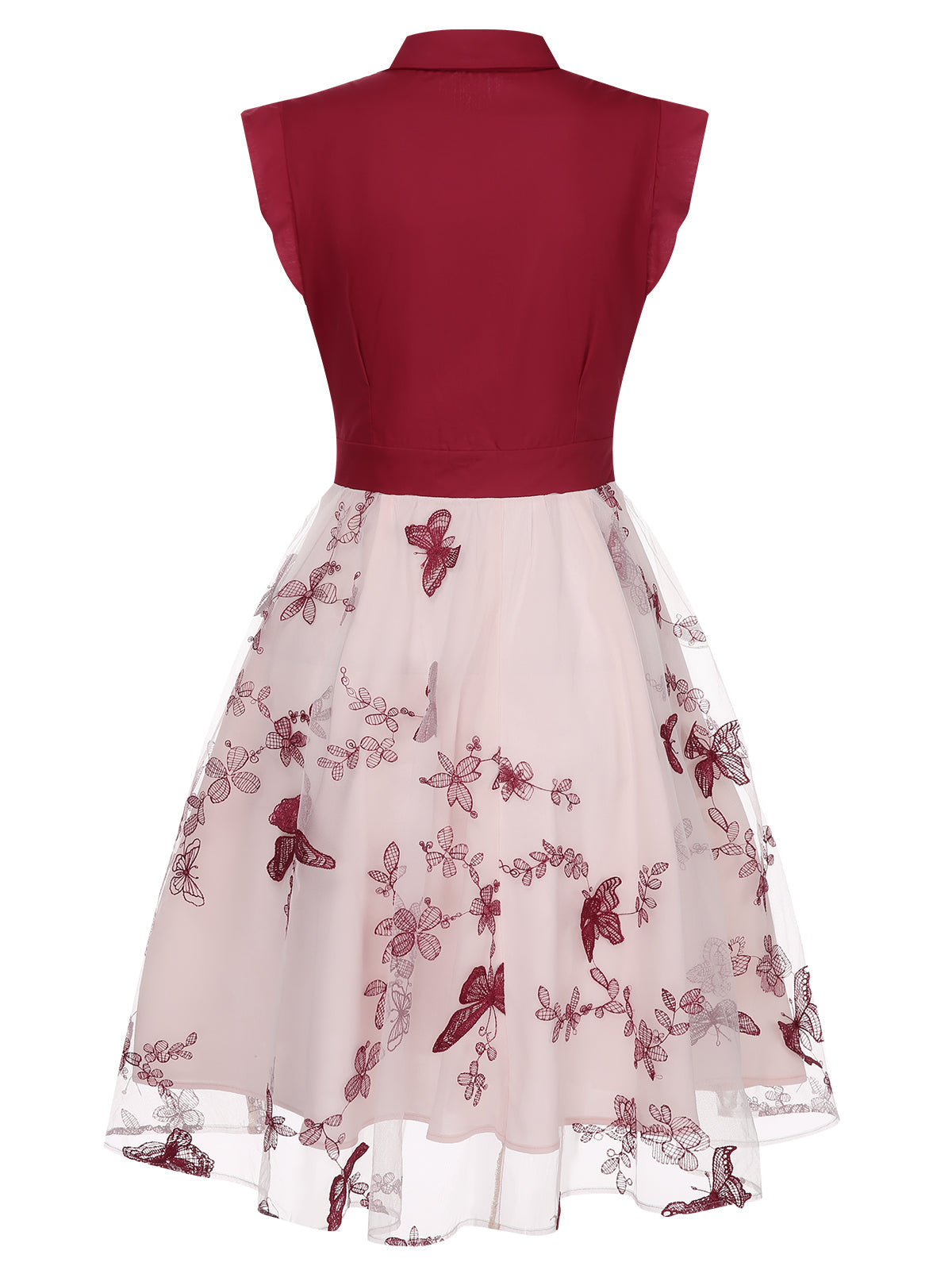 Black Butterfly Patchwork Vintage Dress for Women - gallery