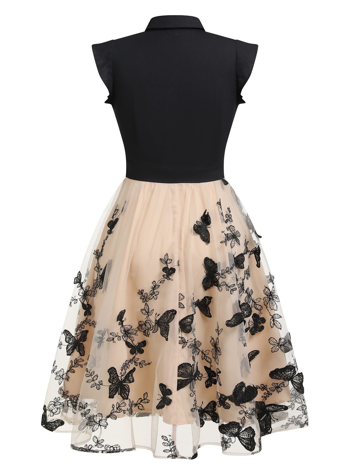 Black Butterfly Patchwork Vintage Dress for Women - gallery