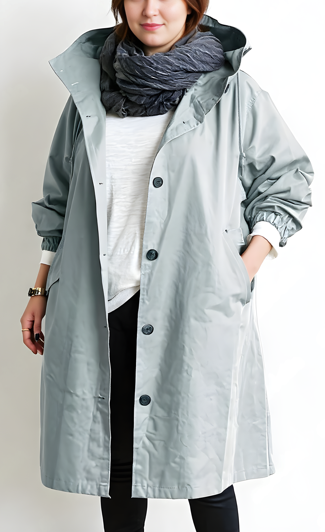 Plus Size Women's Hooded Overcoat