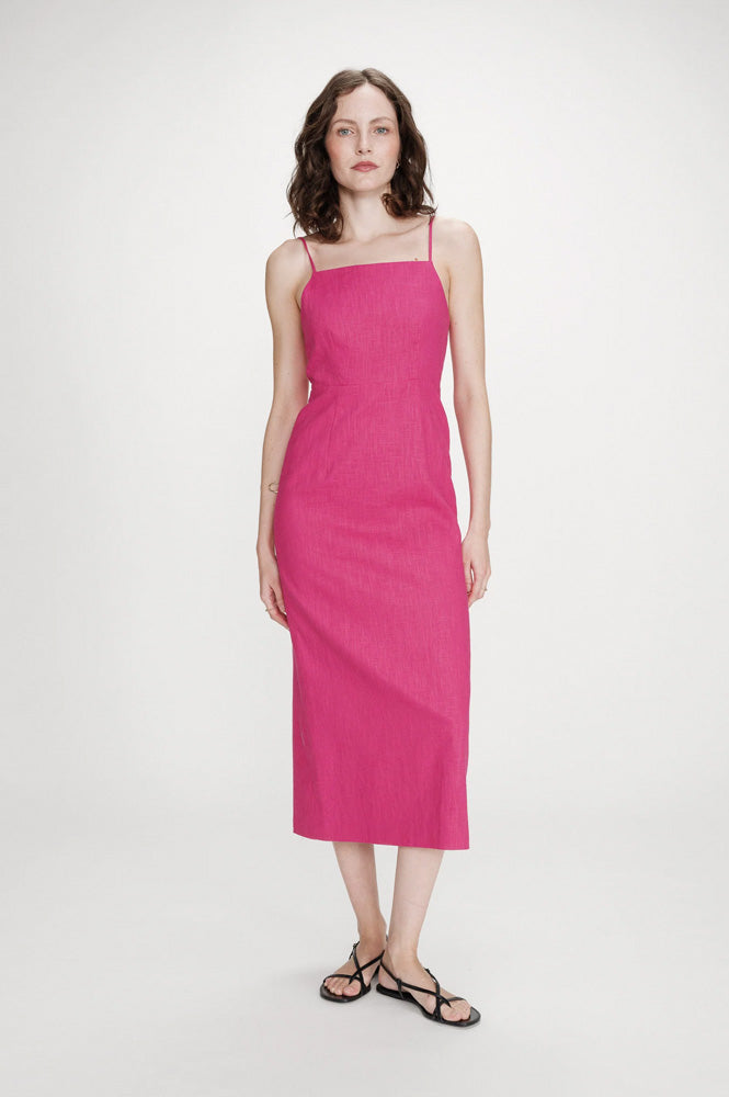 Veranys Fuchsia Linen Dress - gallery