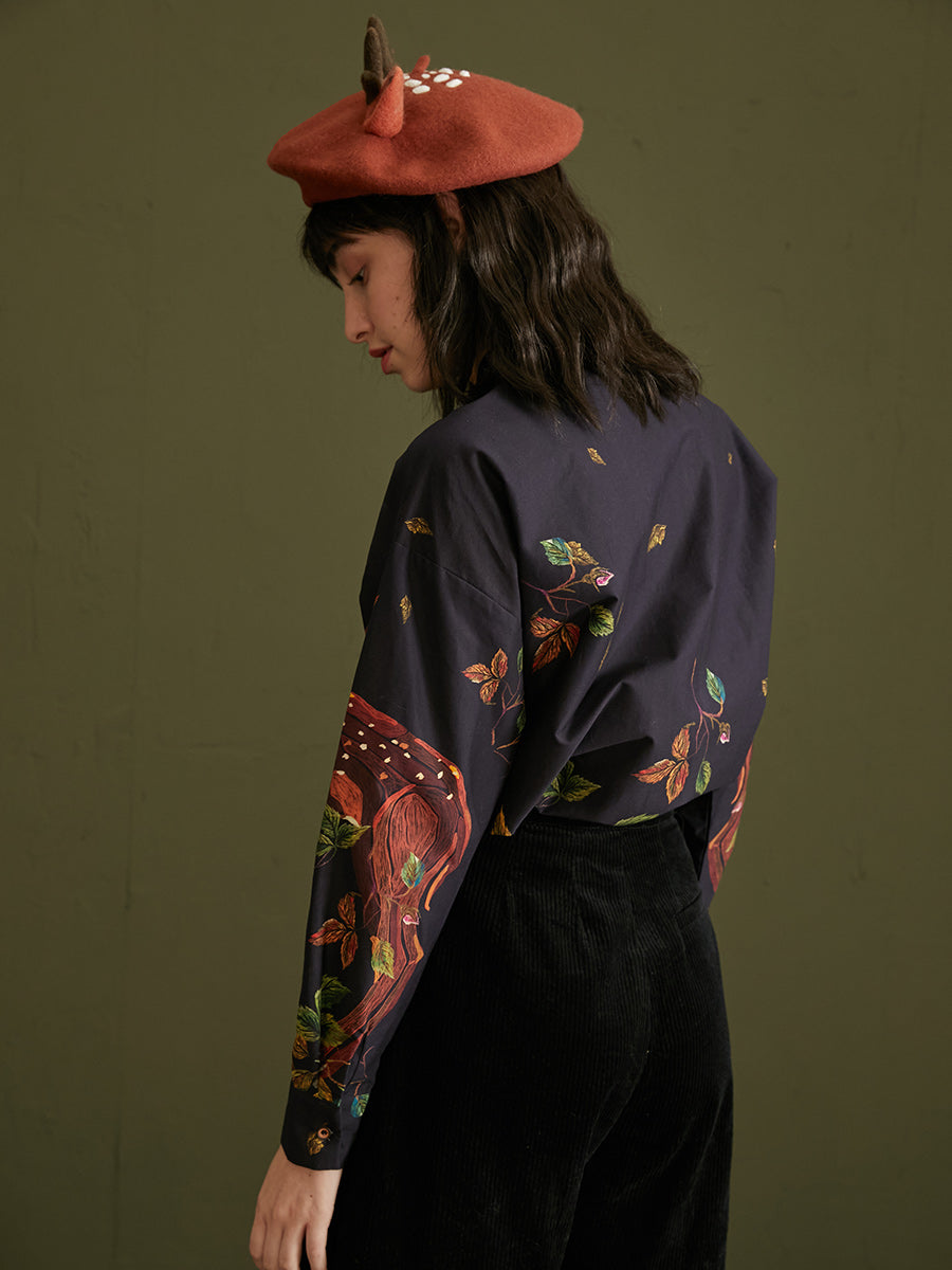 Enchanted Forest Deer Embroidered Blouse for Women - gallery
