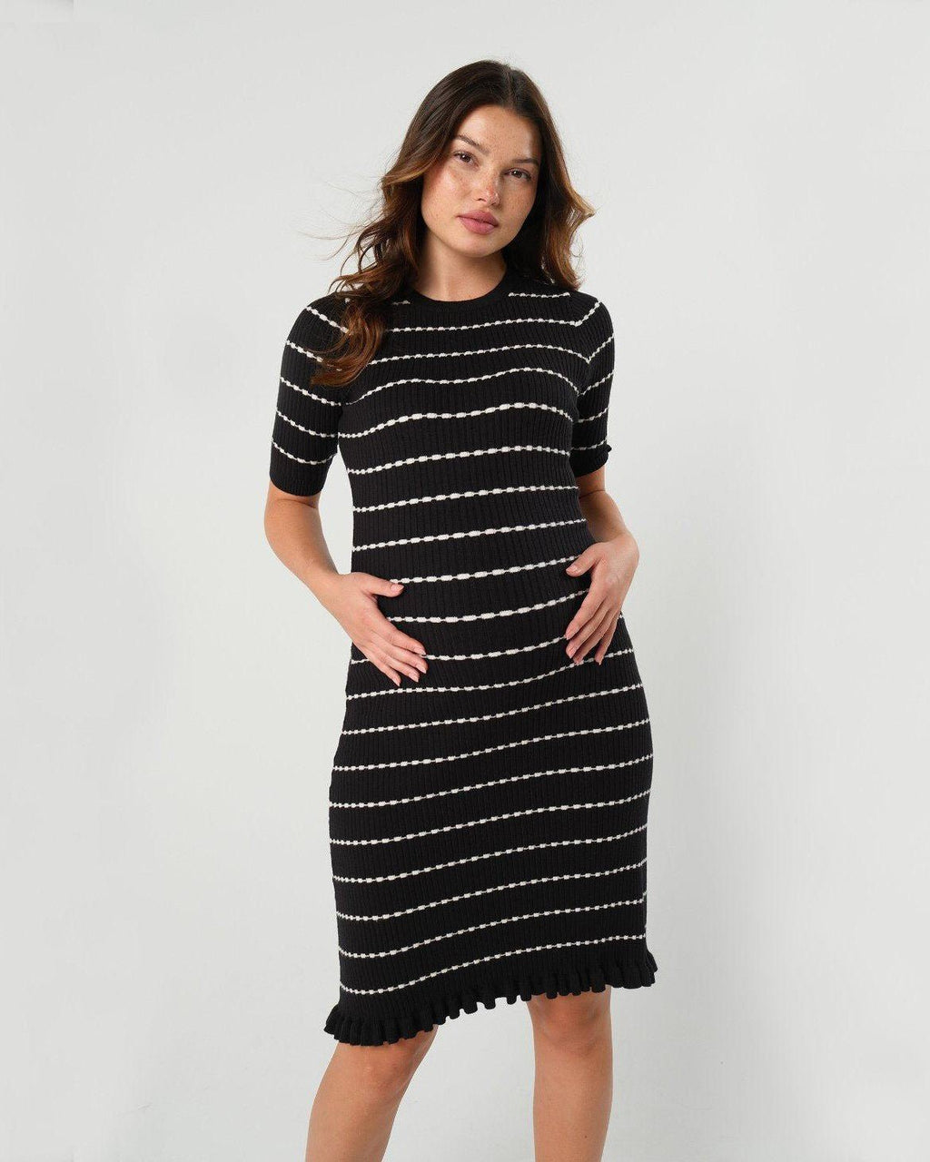 Louie Striped Knit Maternity & Nursing Dress — gallery