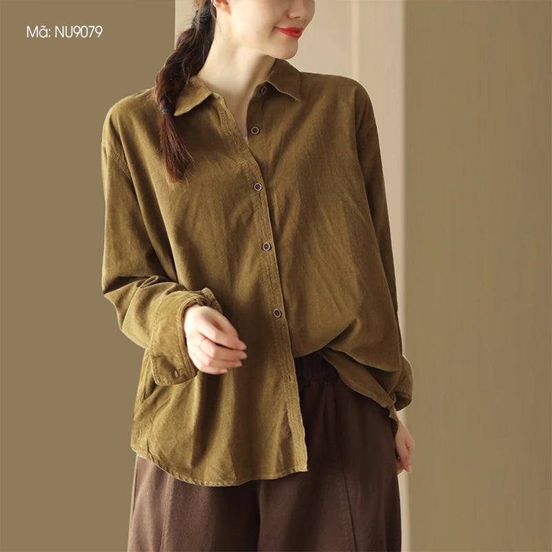 Soft Velvet Long Sleeve Shirt for Women