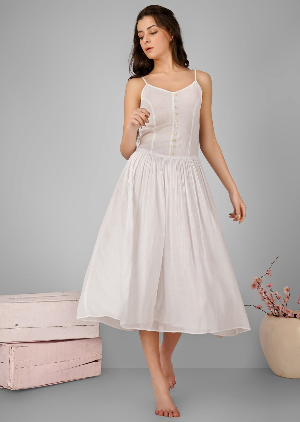 Mulmul Strappy Princess Cut Dress for Women
