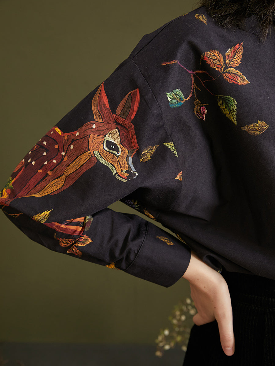 Enchanted Forest Deer Embroidered Blouse for Women - gallery