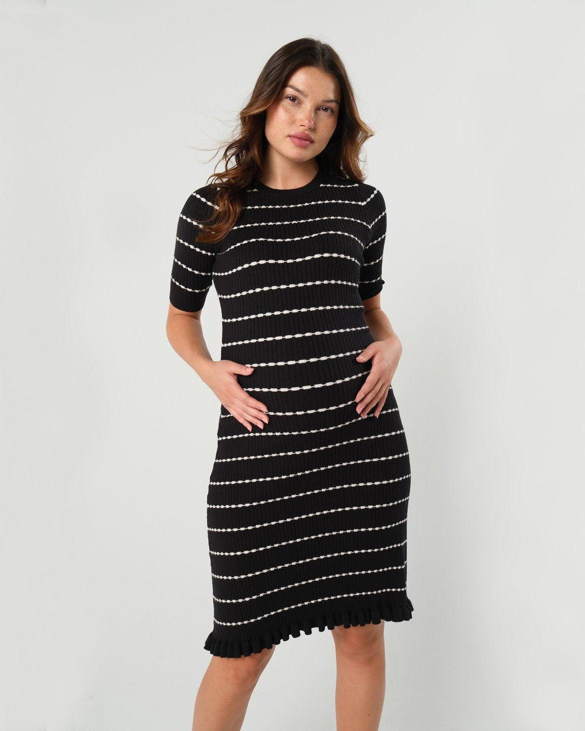 MARION ReNew - Louie Striped Knit Maternity & Nursing Dress — gallery