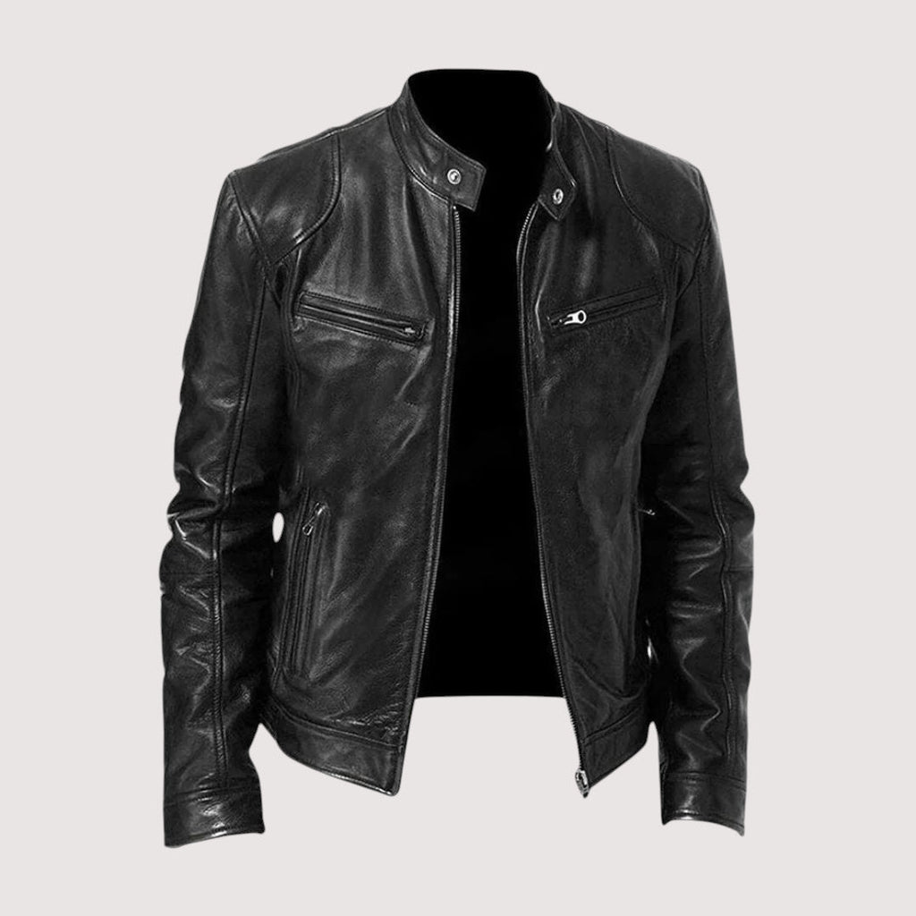 Faux Leather Jacket for Men - Black