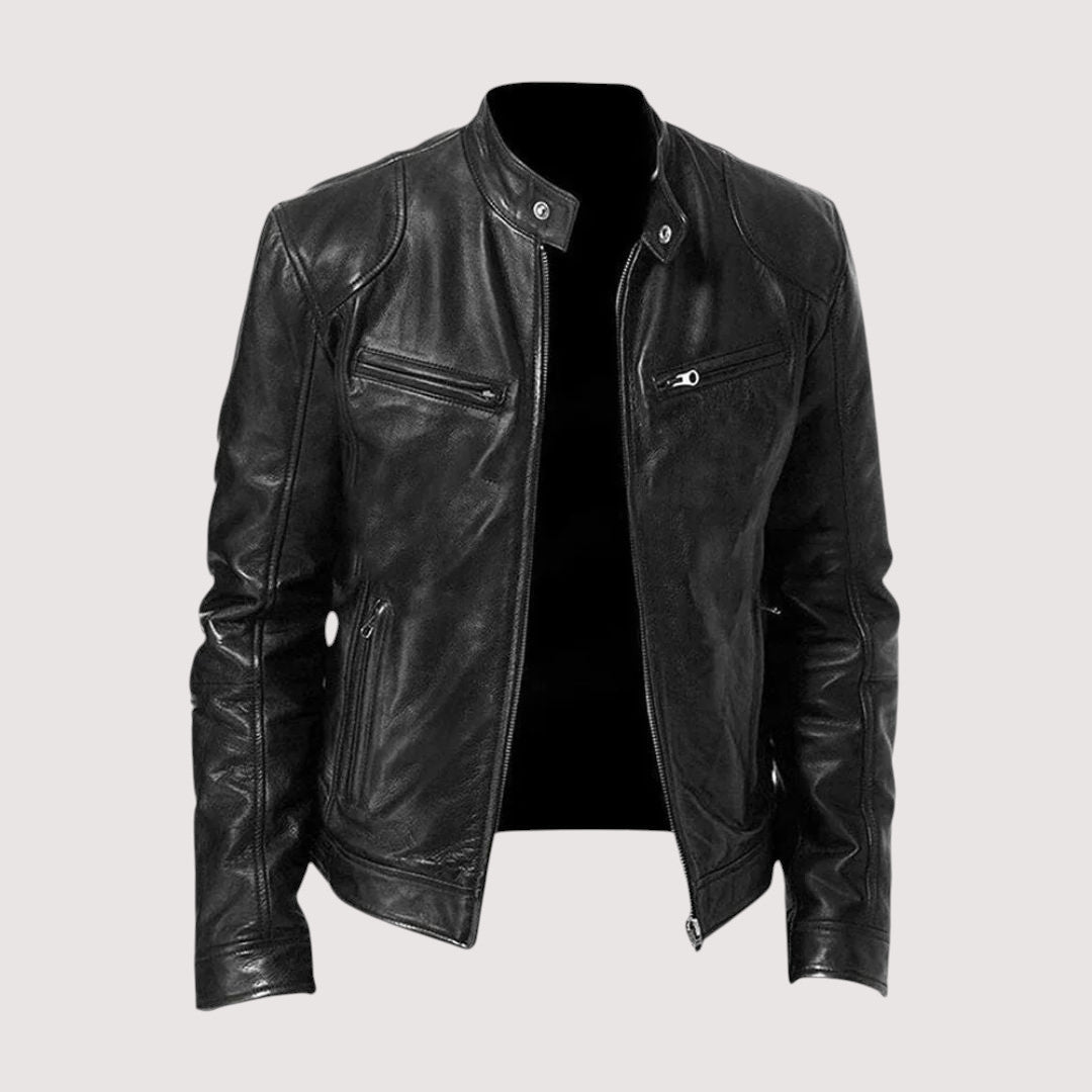 Faux Leather Jacket for Men - Black