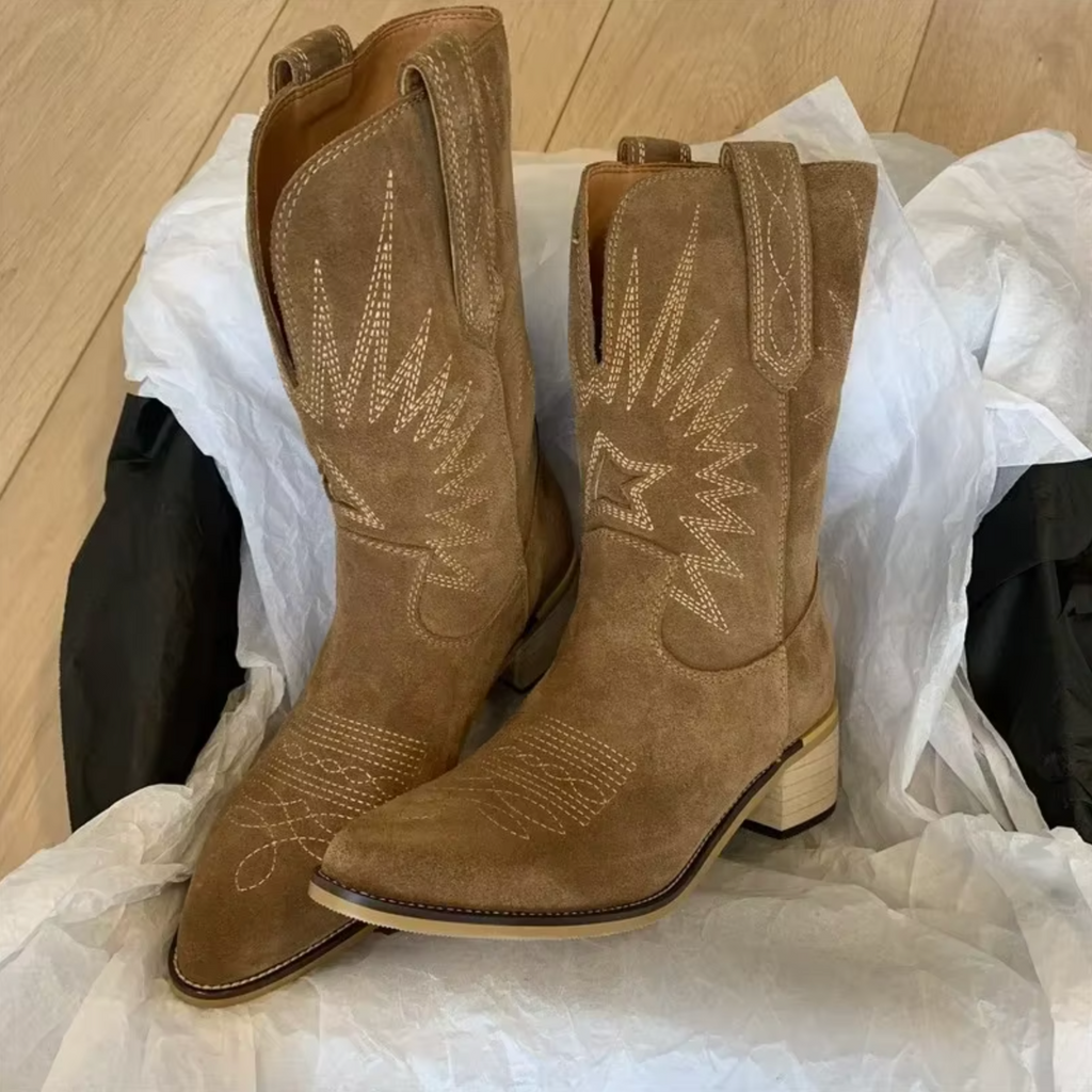Retro Embroidered Ankle Boots