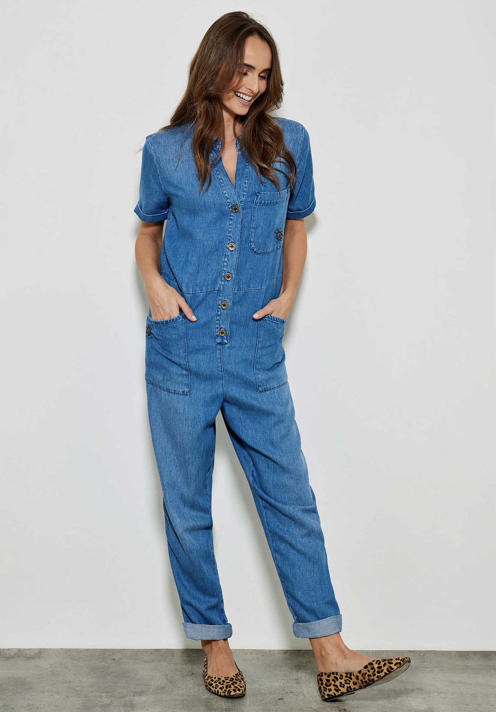 Relaxed Blue Denim Jumpsuit for Women — Classic Fit