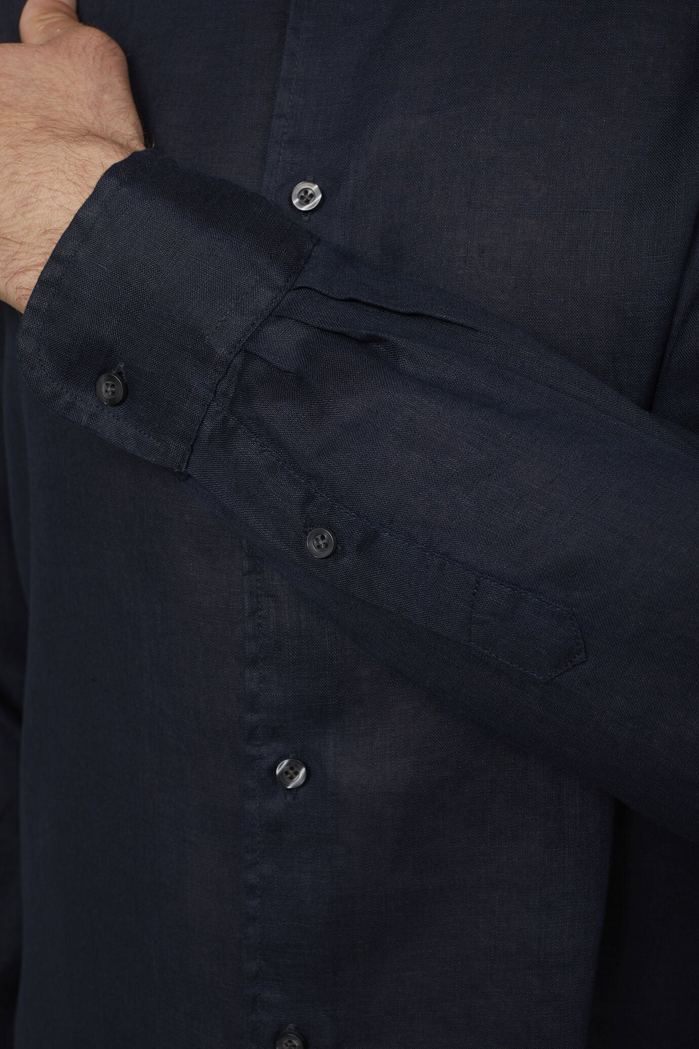 Korean Collar Pure Linen Comfort Shirt for Men — gallery