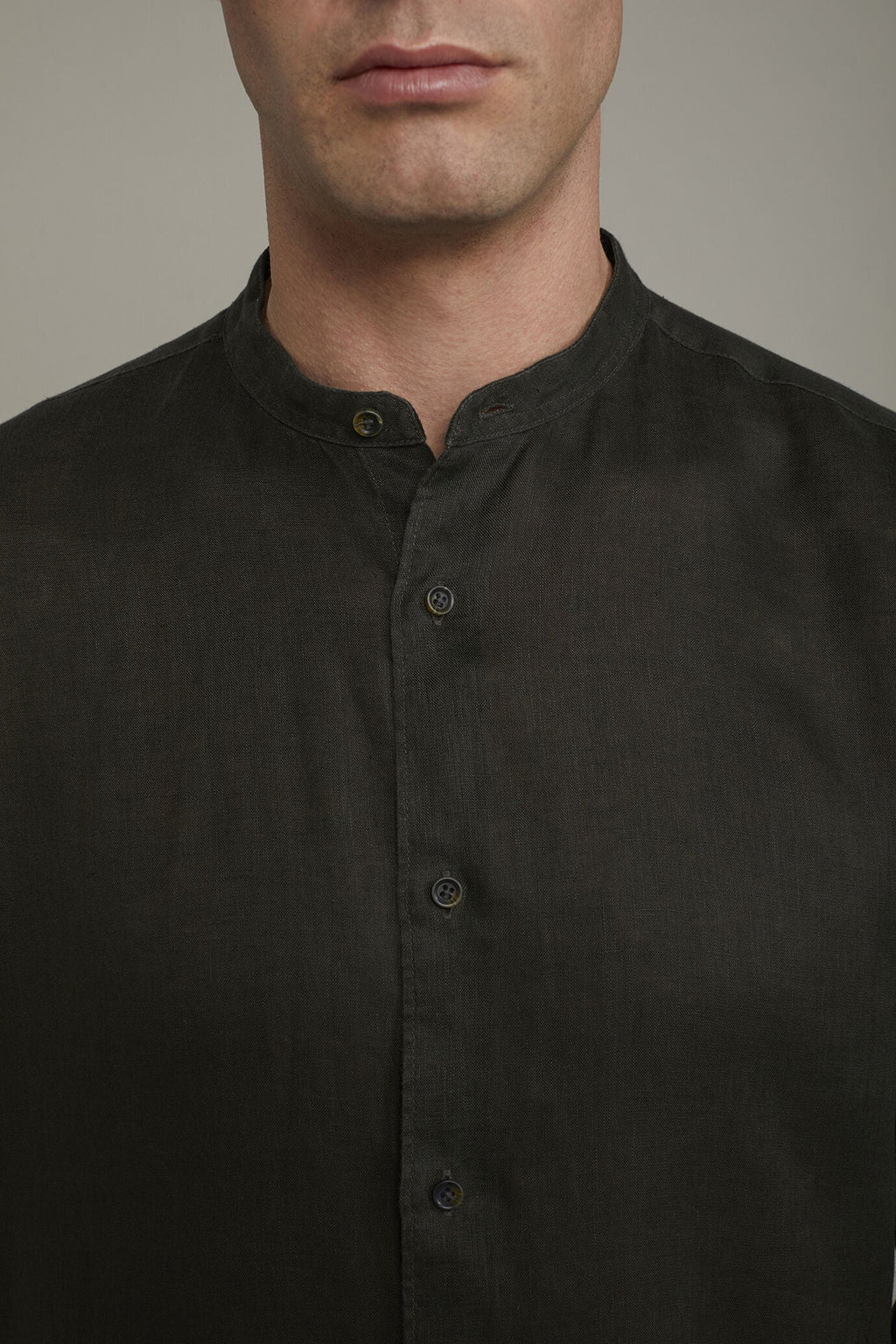 Korean Collar Pure Linen Comfort Shirt for Men — gallery