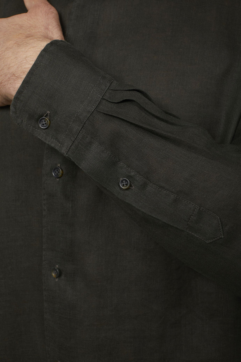 Korean Collar Pure Linen Comfort Shirt for Men — gallery