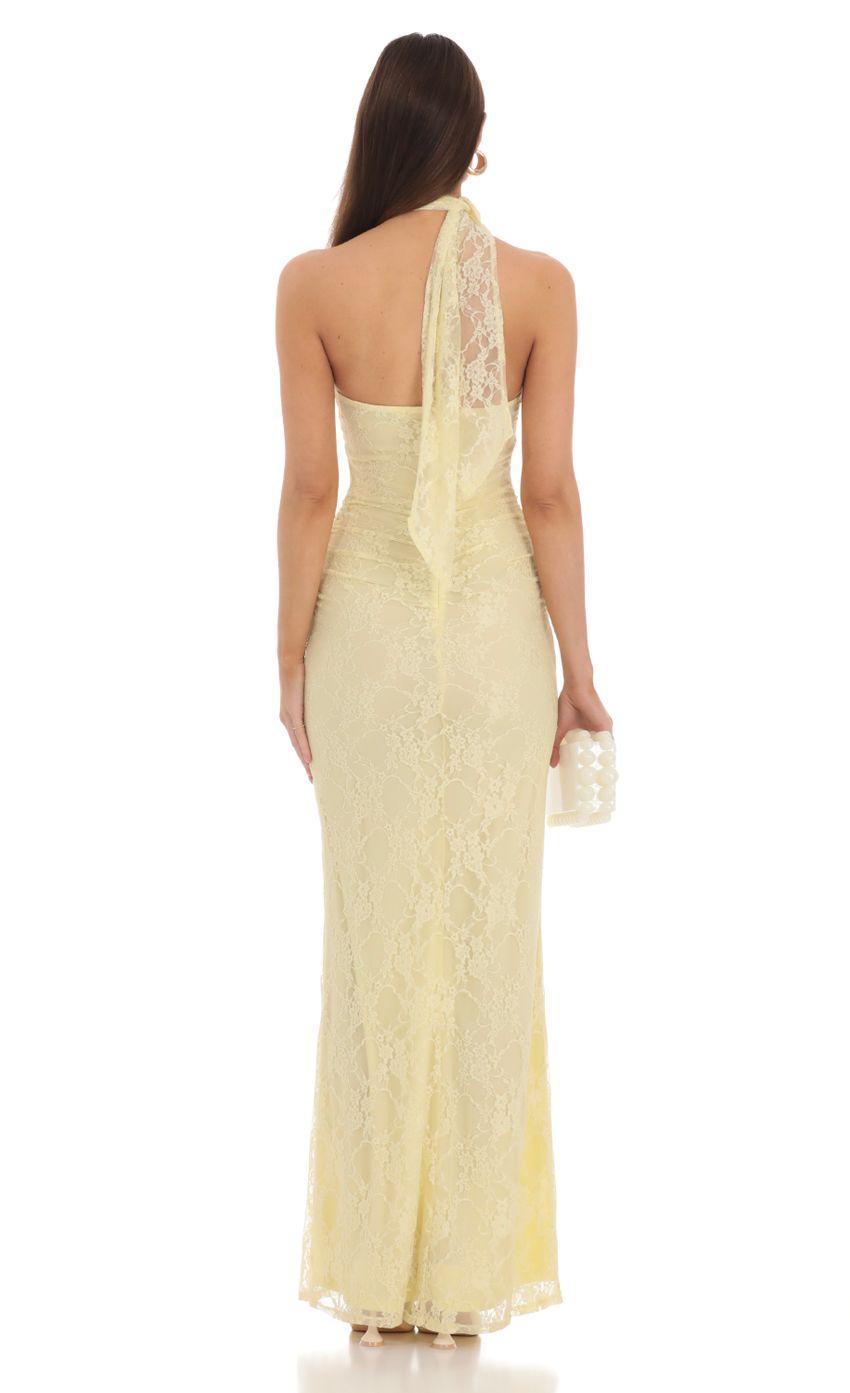 Scarf Lace Maxi Dress in Yellow for Women - detail
