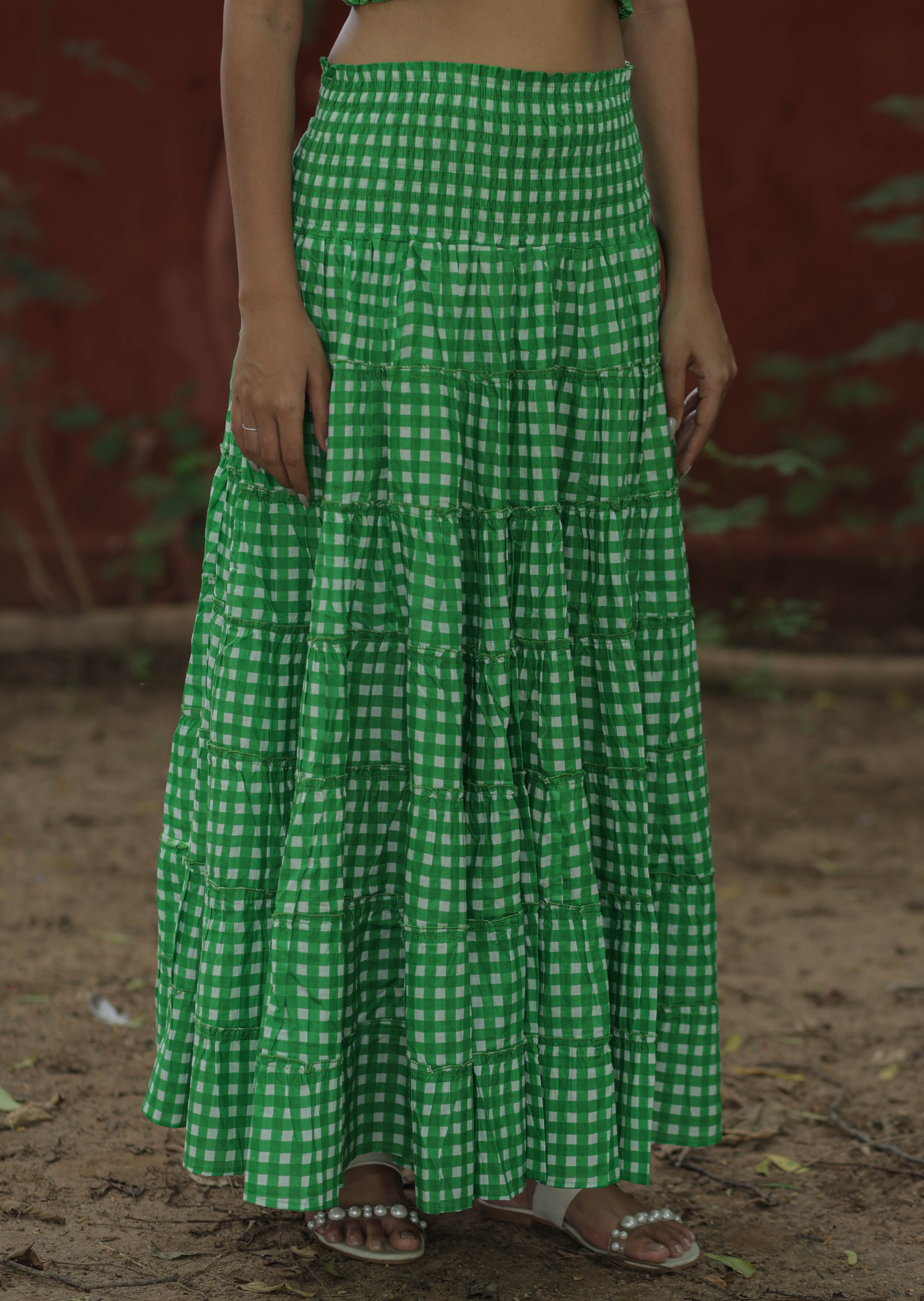 Cotton Boho Crop Top and Skirt Set for Women — Indian Block Print - gallery
