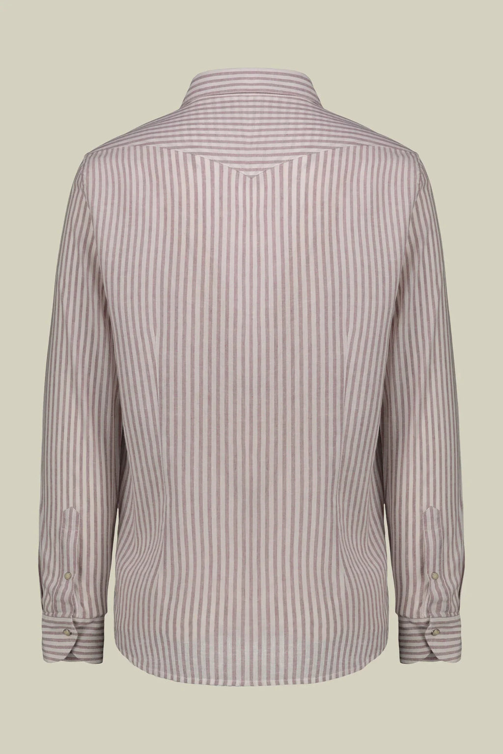 French Collar Striped Washed Linen Cotton Shirt for Men — gallery