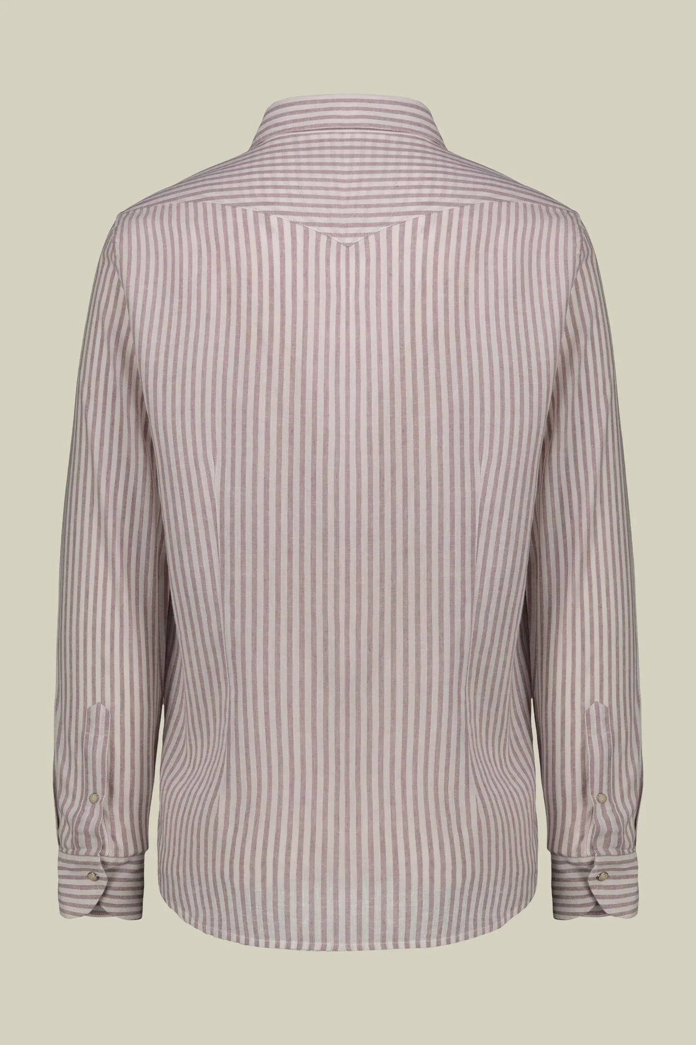French Collar Striped Washed Linen Cotton Shirt for Men — gallery