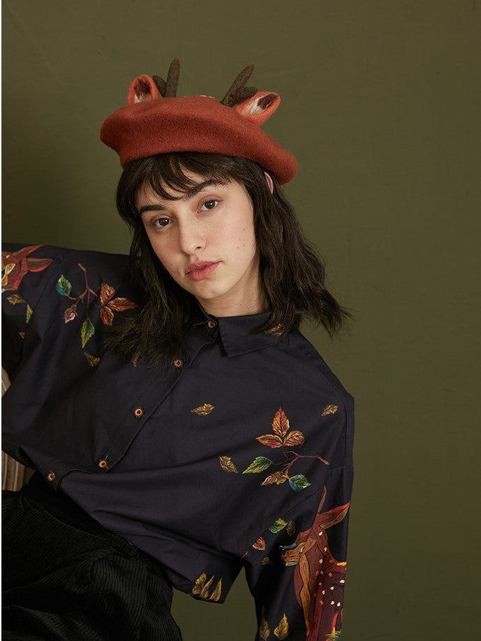 Enchanted Forest Deer Embroidered Blouse for Women - gallery