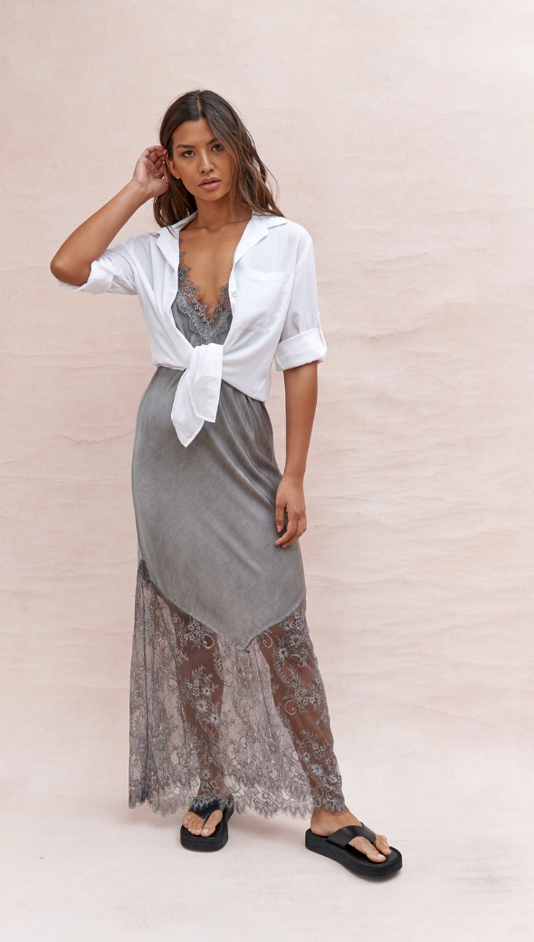 Solange Slip Dress - Mid Grey - gallery