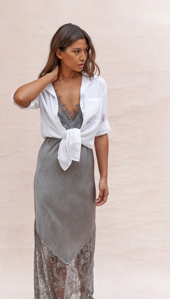 Solange Slip Dress - Mid Grey - gallery