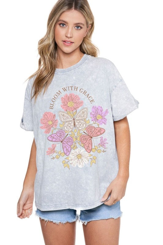 Bloom T-Shirt \ Grey Denim for Women - gallery