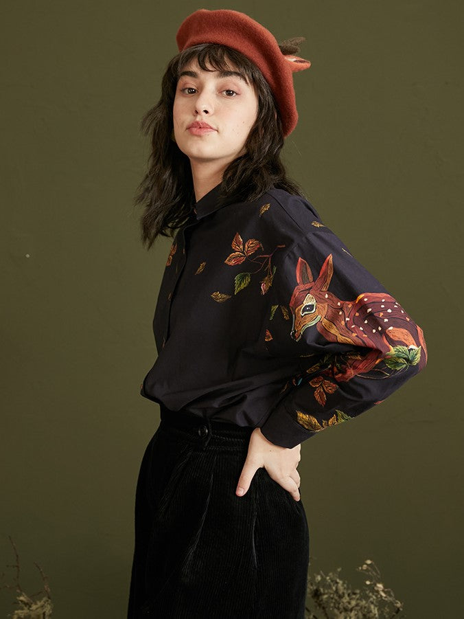 Enchanted Forest Deer Embroidered Blouse for Women - gallery