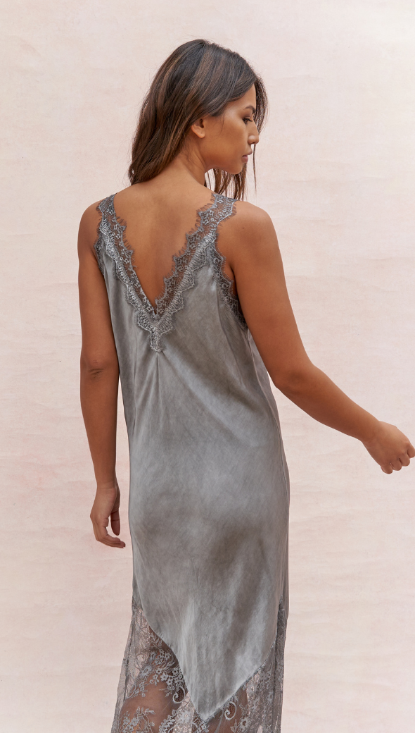 Solange Slip Dress - Mid Grey - gallery