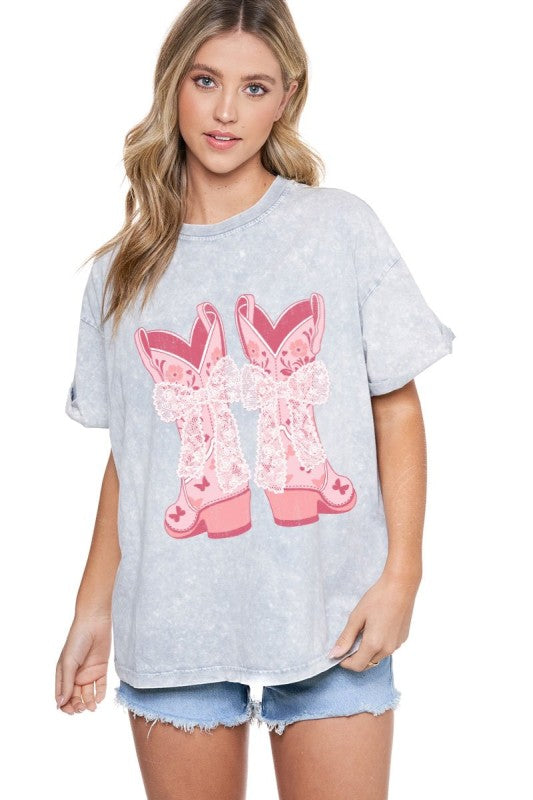 T-Shirt Puff Cowboy/Grey Denim for Women