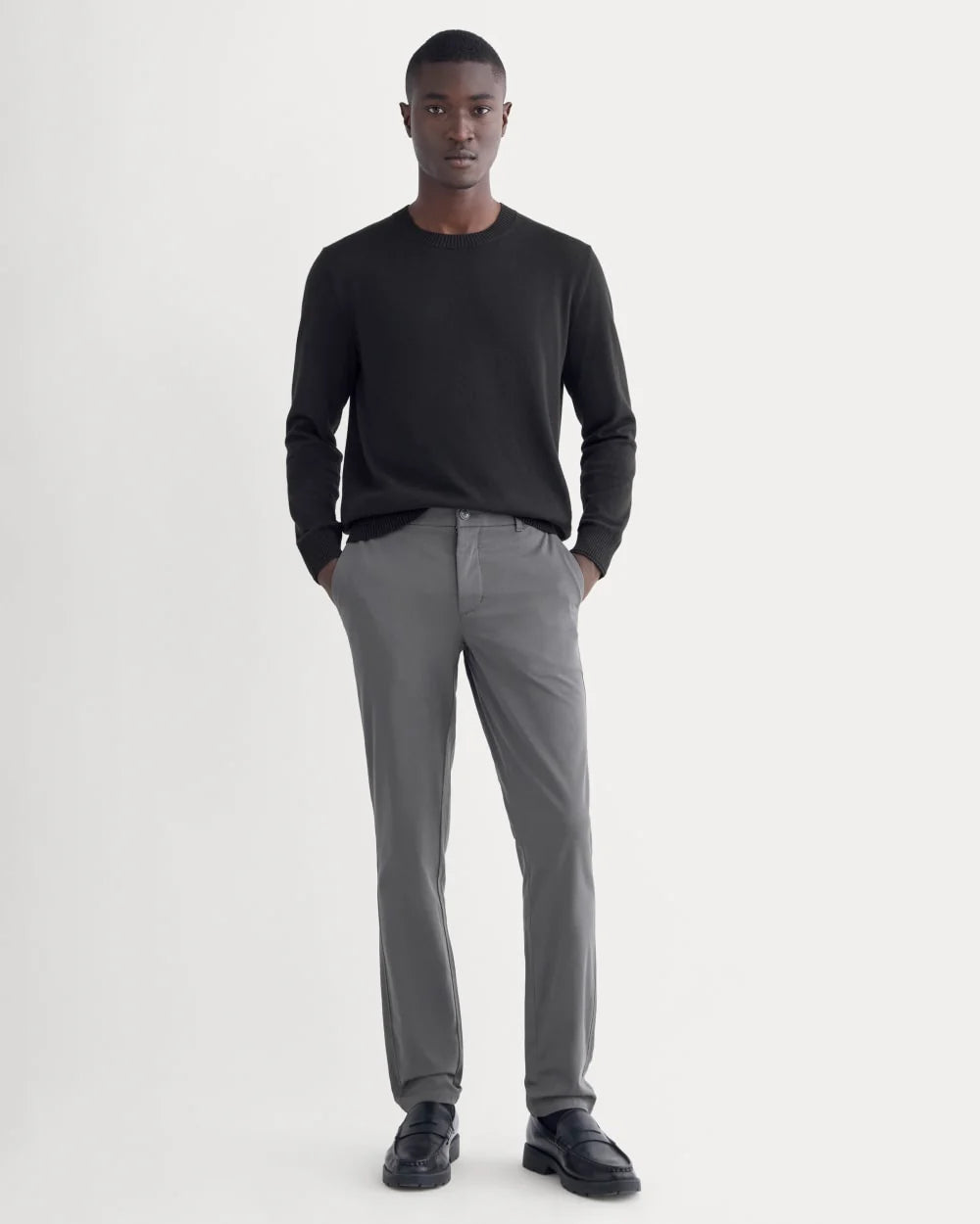 Slate Grey Slim Performance Chino Trousers for Men