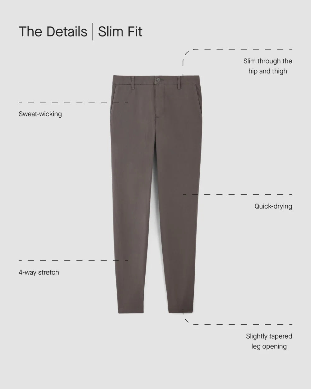 Slate Grey Slim Performance Chino Trousers for Men - gallery