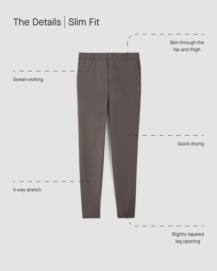 Slate Grey Slim Performance Chino Trousers for Men - gallery