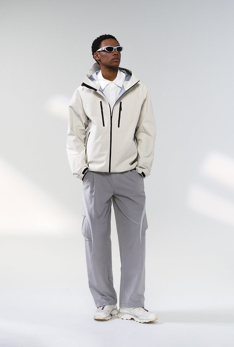 Windbreaker Jacket Hooded Waterproof Breathable Zip Pockets for Women - gallery