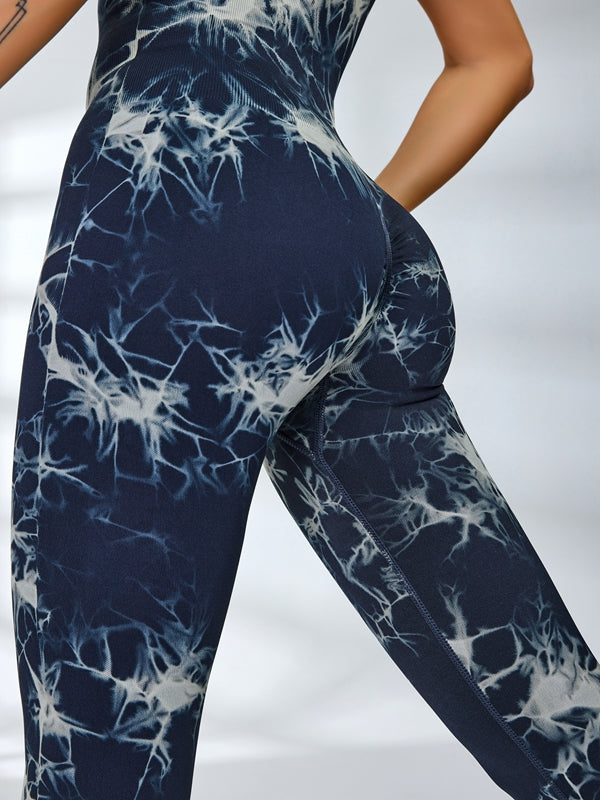 Tie-Dye Cross-Back Jumpsuit for Women — Dark Slate Grey - gallery