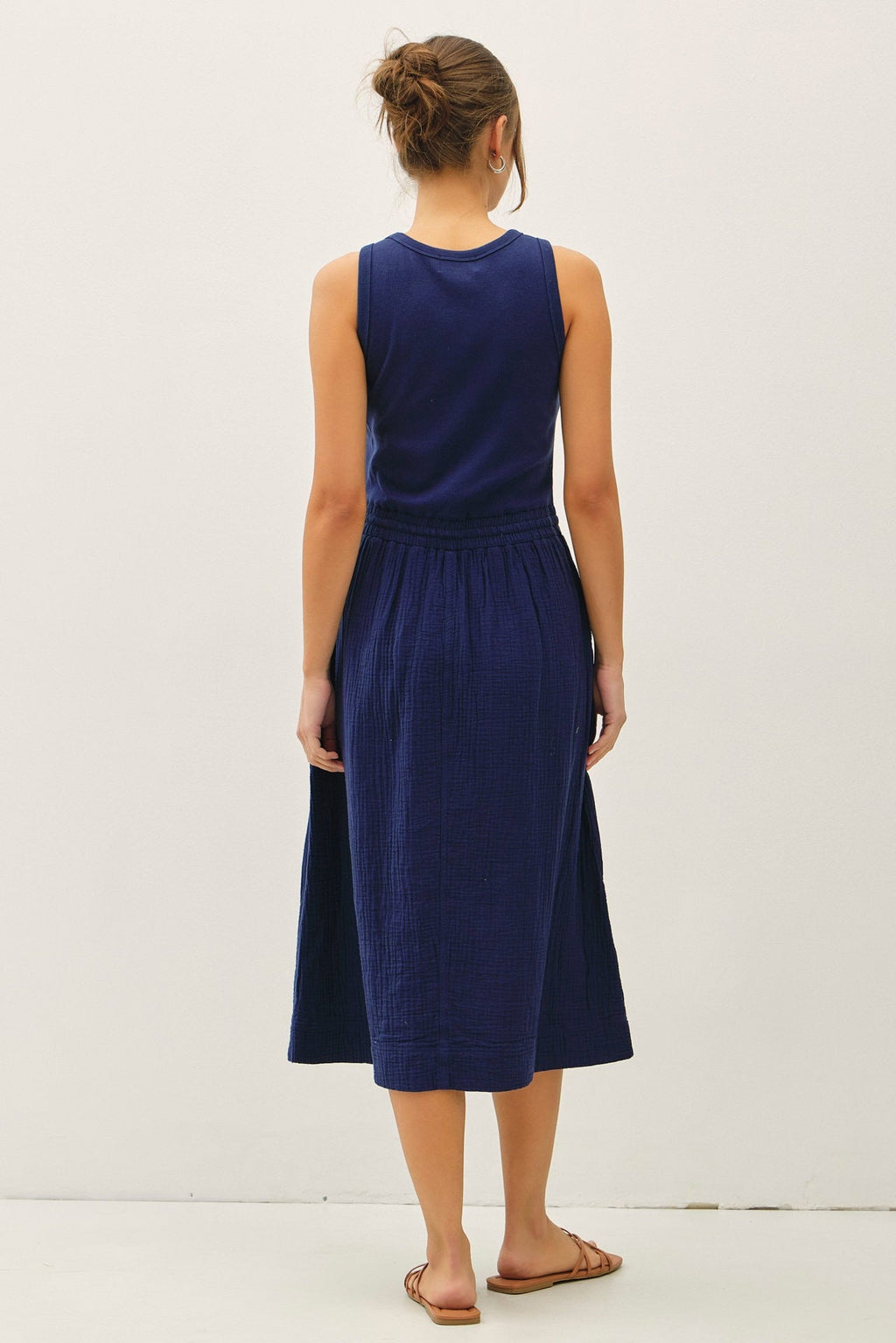 Cotton Gauze Tank Dress for Women — Drawstring Waist and Pockets - gallery