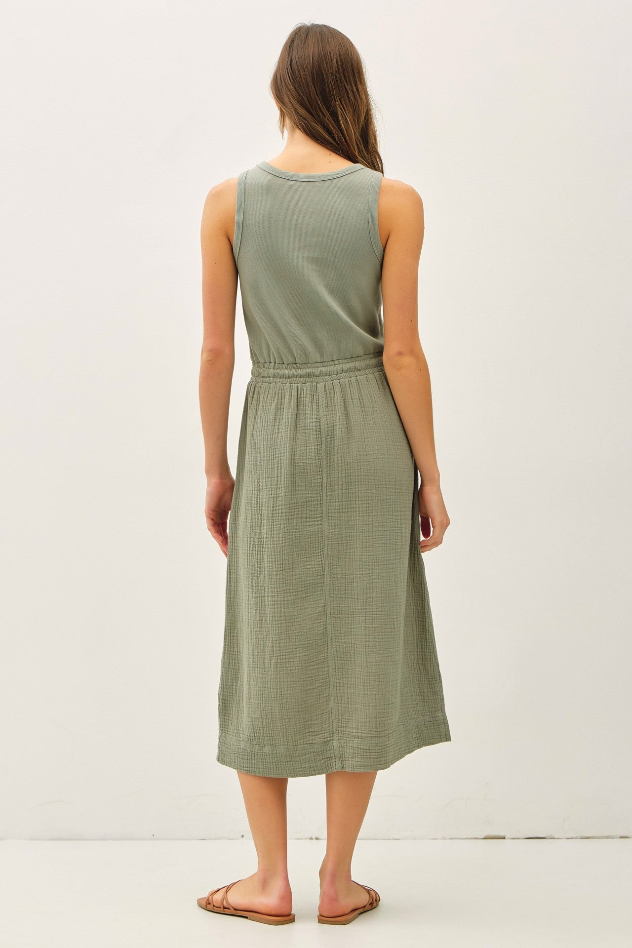 Cotton Gauze Tank Dress for Women — Drawstring Waist and Pockets - gallery