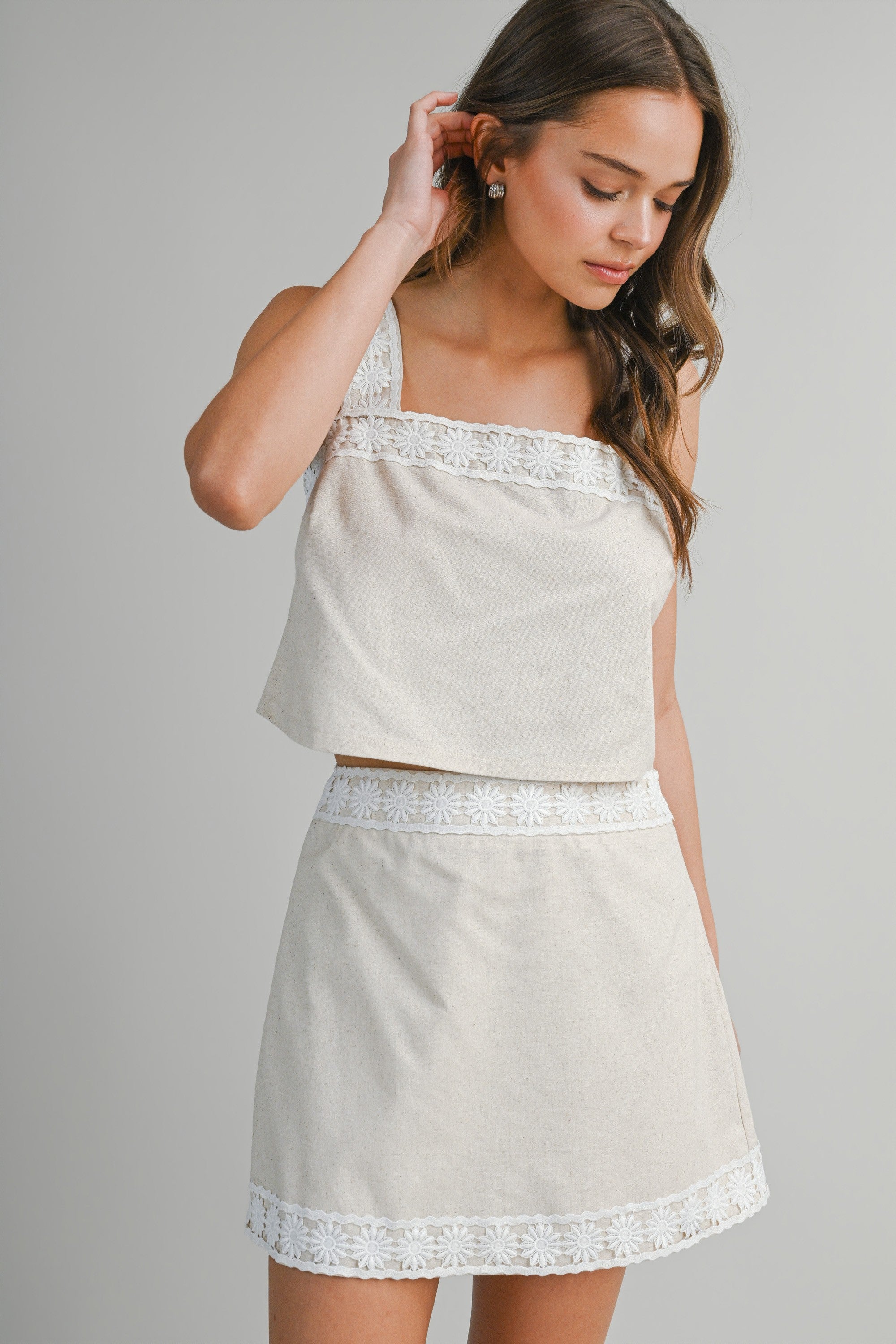 Ivy Floral Crochet Top and Skirt Set for Women - gallery