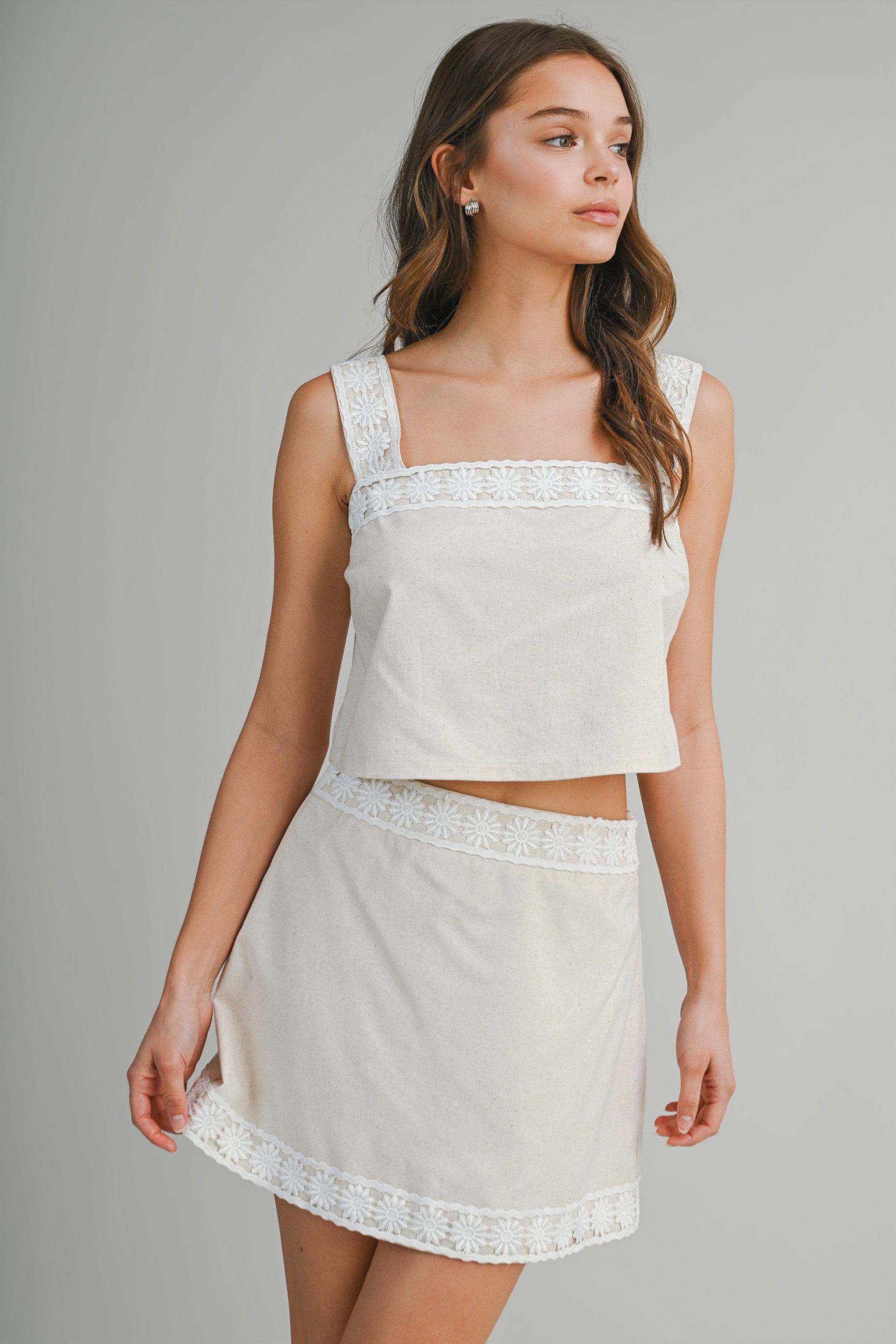 Ivy Floral Crochet Top and Skirt Set for Women - gallery
