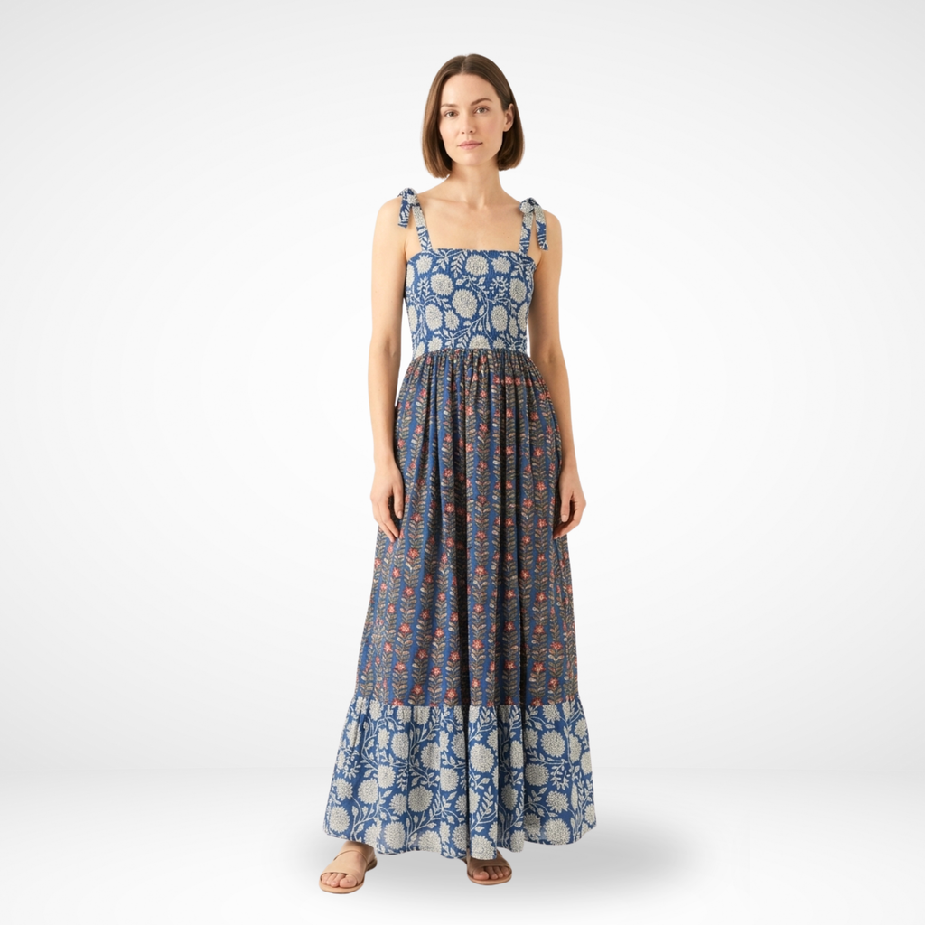 Blue Petal Bloom Floral Dress for Women — Relaxed Luxe Style
