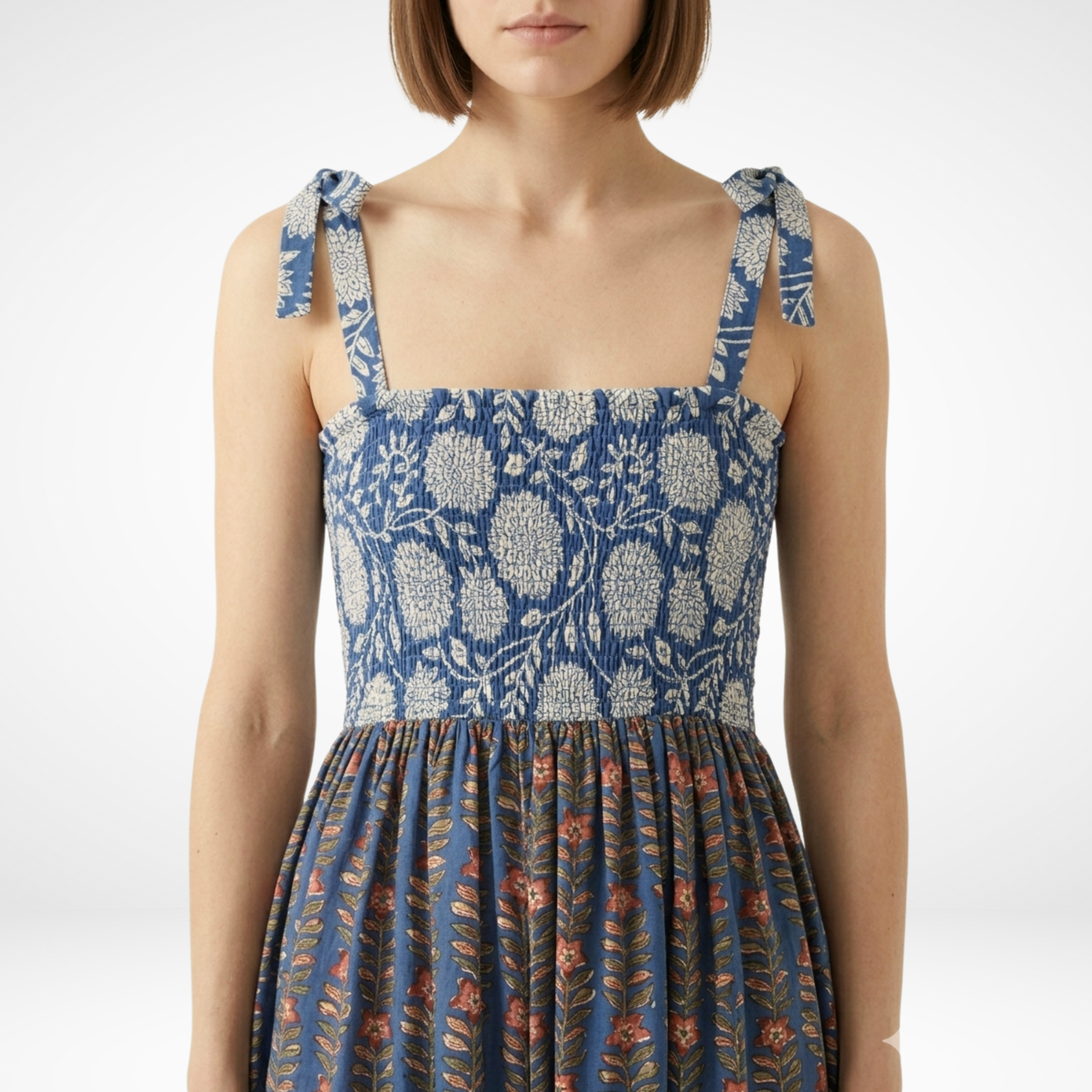 Blue Petal Bloom Floral Dress for Women — Relaxed Luxe Style - gallery